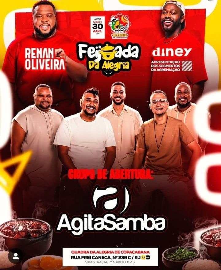 FEIJOADA COM SHOWS DO RENAN OLIVEIRA , DINEY E AGITA SAMBA - DIA 30/08