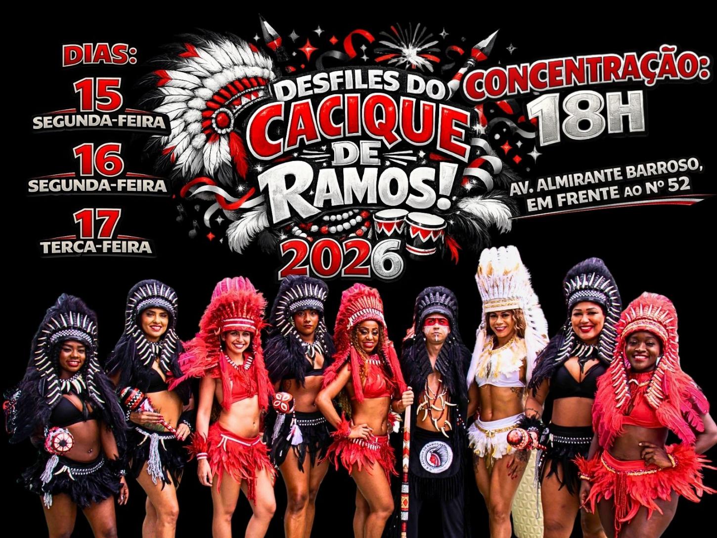 Desfiles do Cacique de Ramos acontecem nos dias 15, 16 e 17 de fevereiro