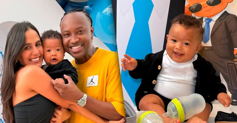 Carol Peixinho celebra bons hábitos do filho Bento com o cantor Thiaguinho