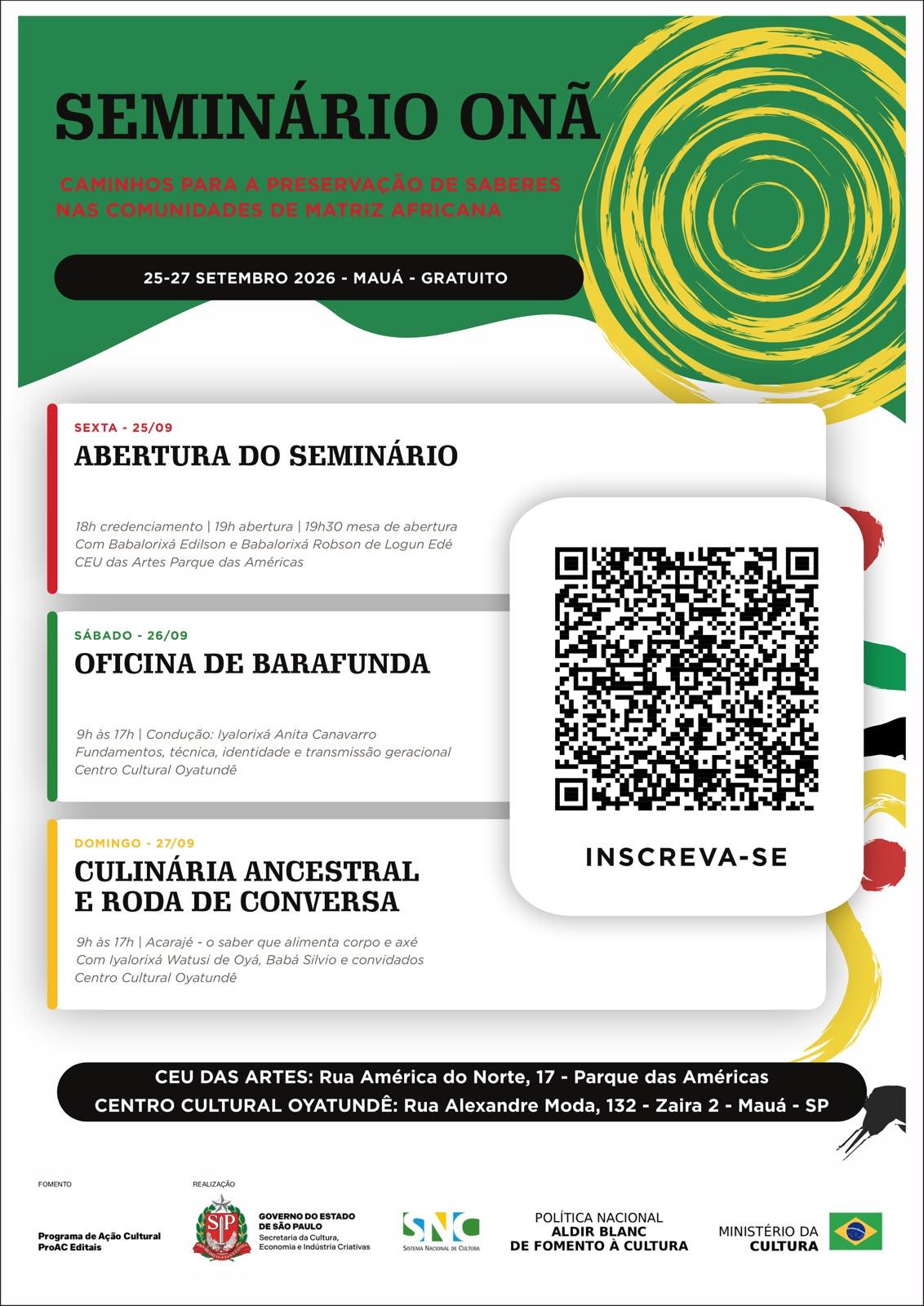 Seminário Onã reúne saberes de matriz africana em Mauá