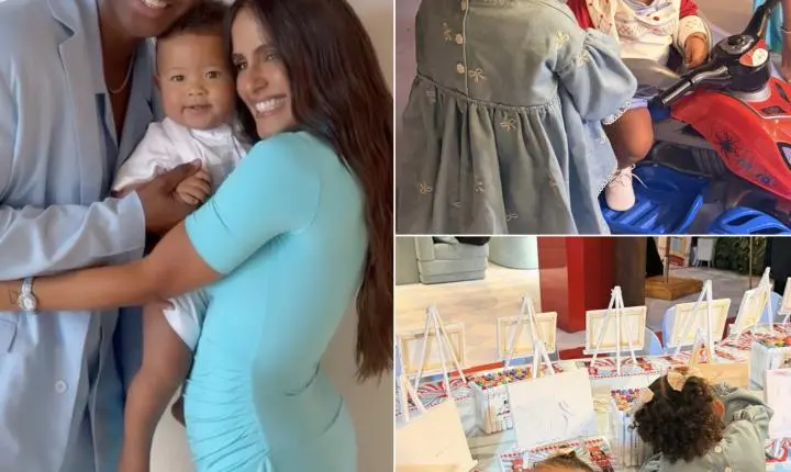 Filhas de Neymar roubam a cena na festa de Bento, filho de Thiaguinho