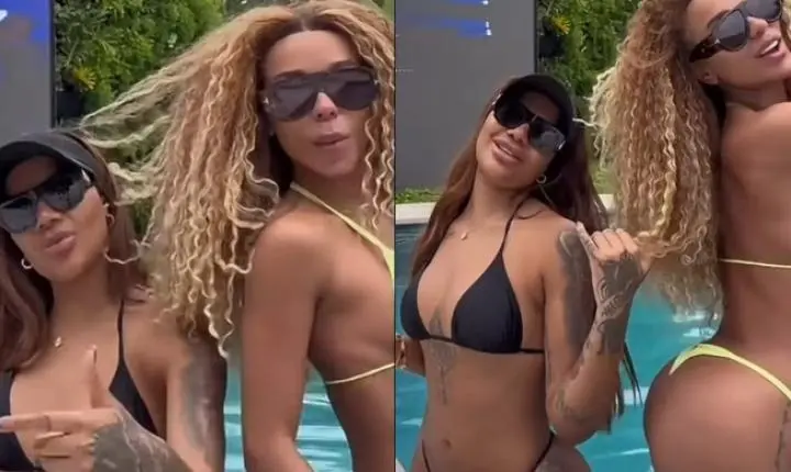 Ludmilla e Brunna Gonçalves curtem piscina em nova mansão na Barra da Tijuca