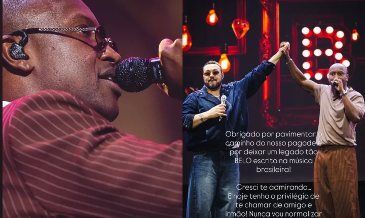 Thiaguinho homenageia Belo após show em Florianópolis